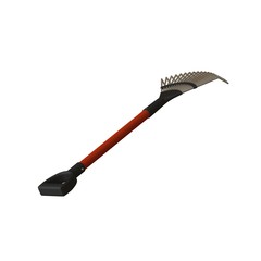 Garden rake on a white background, isolate. 3D rendering of excellent quality in high resolution. It can be enlarged and used as a background or texture.