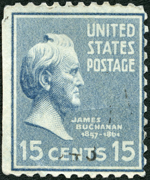 USA - 1937: shows portrait James Buchanan Jr (1791-1868), 15th president of the United States, Presidential Issue, 1937