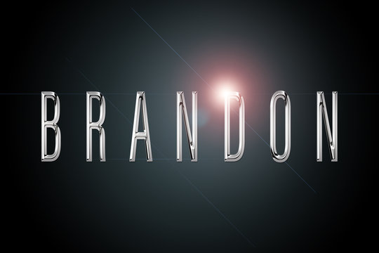 first name Brandon in chrome on dark background with flashes