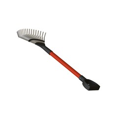 Garden rake on a white background, isolate. 3D rendering of excellent quality in high resolution. It can be enlarged and used as a background or texture.