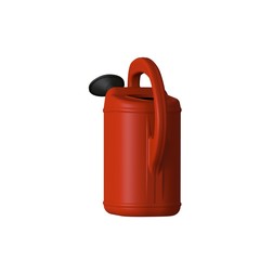 Red garden watering can on a white background, isolate. 3D rendering of excellent quality in high resolution. It can be enlarged and used as a background or texture.