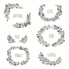 Decorative Vector Doodle Frames with Floral Ornament