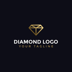 Abstract Elegant Diamond Jewelry Line Logo Design Template