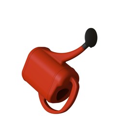 Red garden watering can on a white background, isolate. 3D rendering of excellent quality in high resolution. It can be enlarged and used as a background or texture.