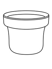 Flower pot, flower pot - linear vector illustration for coloring. Empty flowerpot for houseplants - vector element.