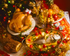 Obraz na płótnie Canvas Tradirional Christmas Foods. Soft Focus.