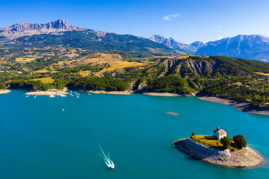 Aerial landscape with Serre-Poncon Lake