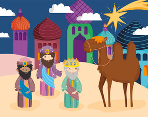wise men camel star town desert nativity