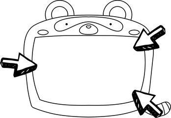 Cute Raccoon whiteboard Monochrome outline