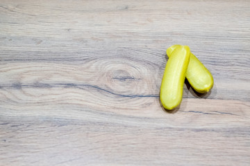 Pickled cucumbers, gherkins, dill, vegetable, food photography, cut, sliced in half