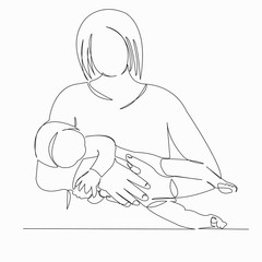 woman mom with a newborn in her arms
