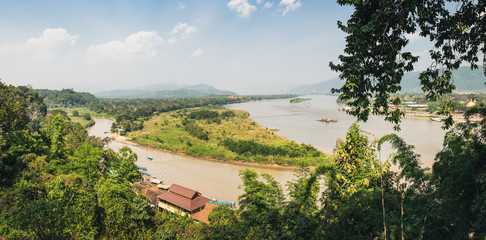 Golden Triangle area located along the Mekong river in Chiang Saen. It is border of three countries, Thailand, Laos and Myanmar.