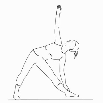 One continuous single drawn line art doodle yoga, exercise, pose, female, people, asana. isolated image hand-drawn contour on a white background