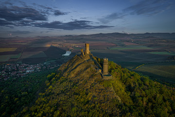 At the top of the mountain there is the ruin of a mediaeval castle, of which two towers and some wall fragments are still standing