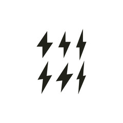 Lightning bolt black vector icon set. Electric power bolt simple glyph symbol set.