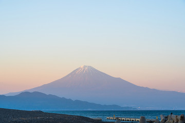 Fototapeta premium Miho beach Fuji mountain twilight sunset time at Miho No Matsubara, Shimizu, Shizuoka, Japan
