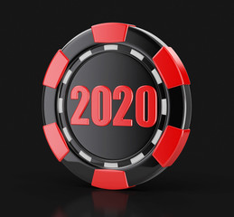 chip of casino 2020. Image with clipping path
