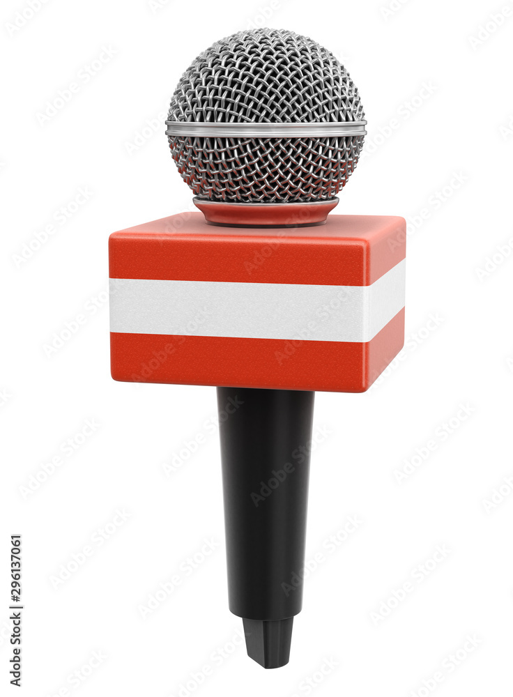 Poster microphone with austrian flag. image with clipping path