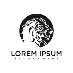 Lion logo vector illustration, emblem design.