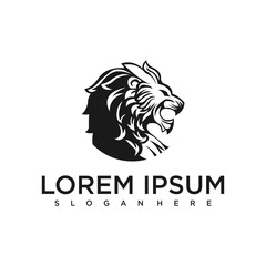 Lion logo vector illustration, emblem design.