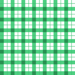 Fototapeta premium Classic green and white plaid texture. Kitchen cloth, napkin, towel. Green checkered seamless pattern. Gingham seamless background. Chequered backdrop for textile, tablecloth, etc. Vector illustration