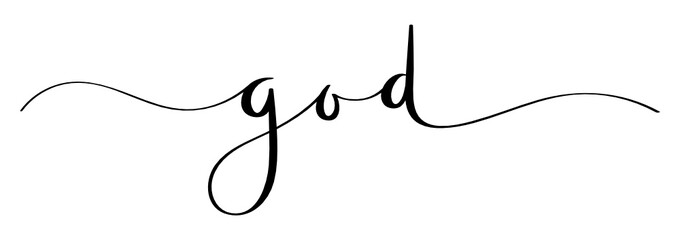 GOD vector brush calligraphy banner with swashes