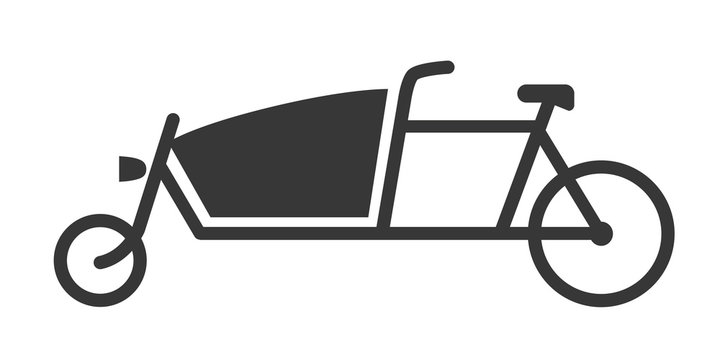 Lastenfahrrad icon Vektor Illustration isoliert auf weißem Hintergrund - cargo bike