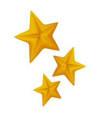 Star shaped objects, shiny signs isolated icon. Rating design, success and achievements, sparkling rating, gold award prize, review badges. Vector illustration in flat cartoon style
