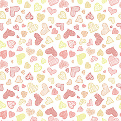 Handdrawn hearts seamless pattern, creative and fun hearts brackdrop - great for valentine's day, mother day or romantic fabrics, banner, wallpaper, wrapper - vector surface design