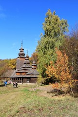 pirogovo, kiev, kyiv, ukraine, Museum of Folk Architecture, church, religion, wooden, old, autumn, country, history, orthodox, tree, 