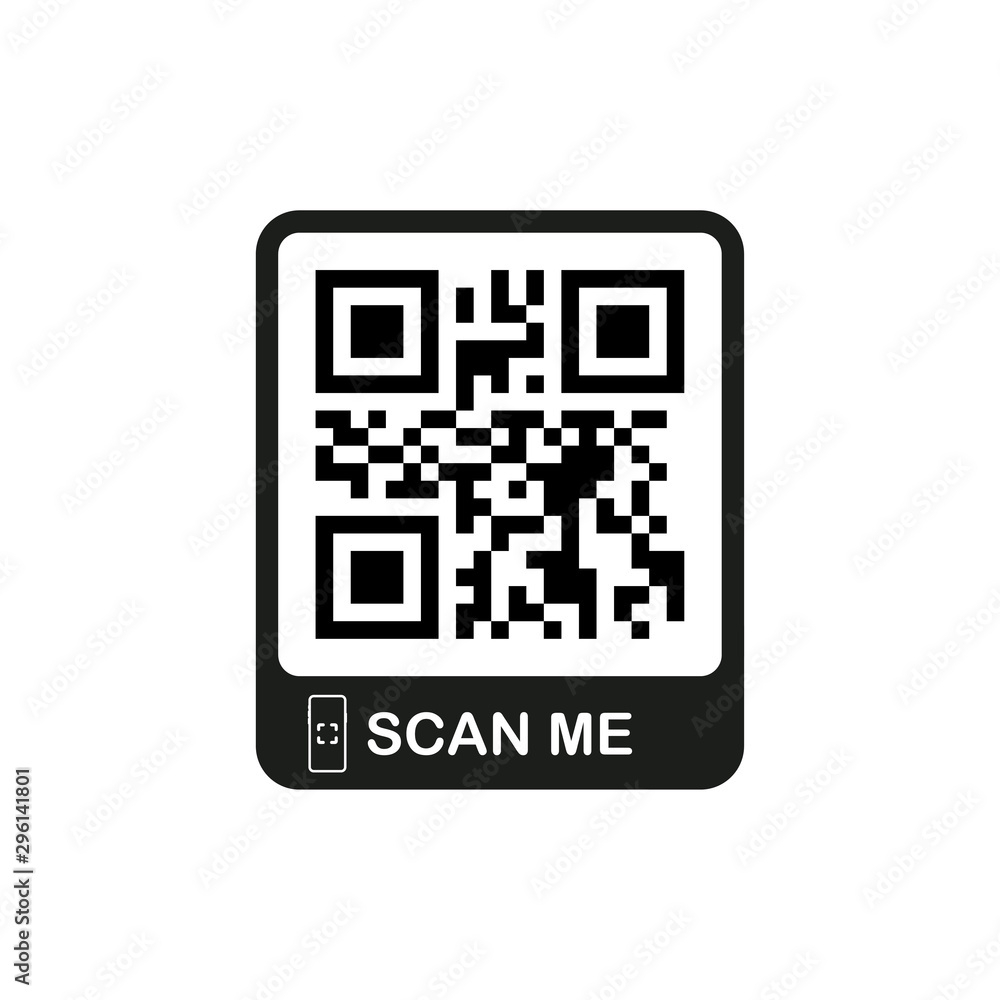 Poster qr code for smartphone. inscription scan me with smartphone icon. qr code for payment. vector illust