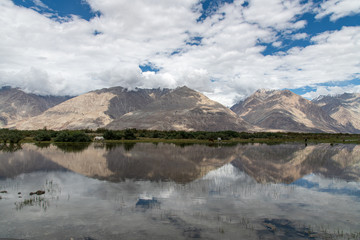 Reflection at Nubra valley in Himalayas