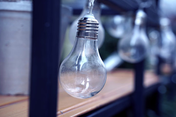 light bulb on the table. selective focus