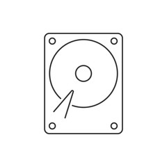 Hard drive linear icon on white background. Computer hardware unit. Editable stroke