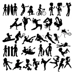 Tuinposter Silhouettes of athletes and sportspeople © ddraw