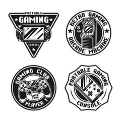 Obraz premium Gaming set of vector retro badges, emblems, labels