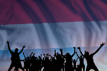 People and flag on day of Luxembourg