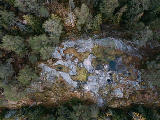 autumn landscape aerial view. Finland near Hiidenvesi lake