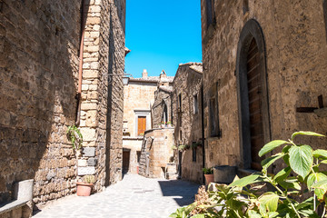 Ancient streets of the dying town in Italy, Civita di Bagnoregio, Lazio, Italy