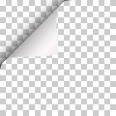 Vector sheet of transparent paper with curled upper left corner