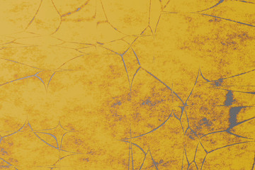 Realistic texture scratch on yellow painted metal. 3D rendering