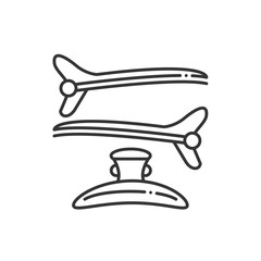 Hairpins black line icon. Hairdresser services. Hairstyle item. Woman accessory. Beauty industry. Pictogram for web page, promo.