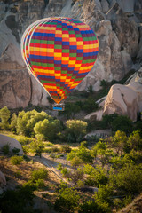 Balloon in canyon near Göreme, Cappadocia, Turkey