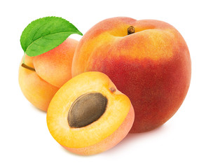 Colourful composition with fruit mix - peach and apricot isolated on a white background with clipping path.