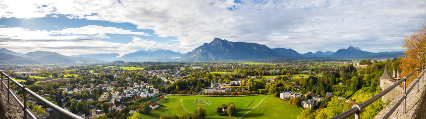 Naklejka premium salzburger land and berchtesgaden high definition panorama