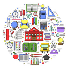 Education card concept. School illustration for design and web