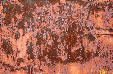 Textures of rusty iron with peeling paint
