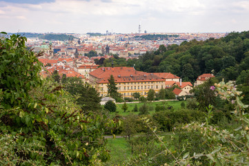 Aerial view over the city of Prague