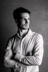 Portrait of a young guy black and white