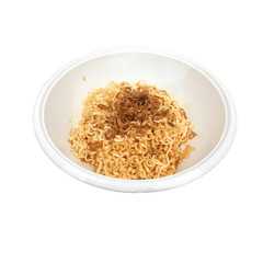 Noodles in a white background cup